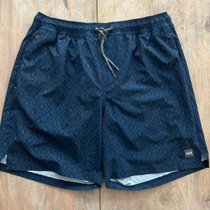 Saxx Navy Geometric Athletic Shorts
